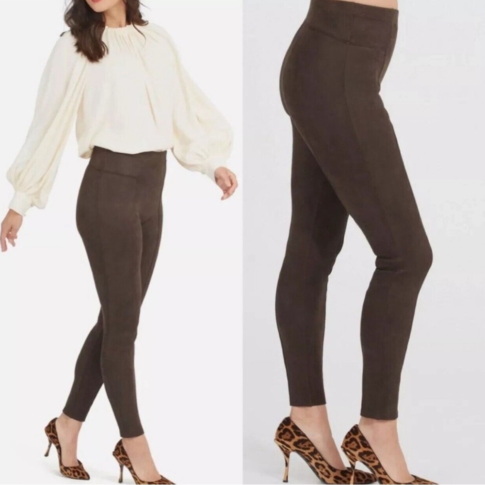 Spanx‎ Leggings Faux Suede Brown Style 20322R Shapewear Size Small